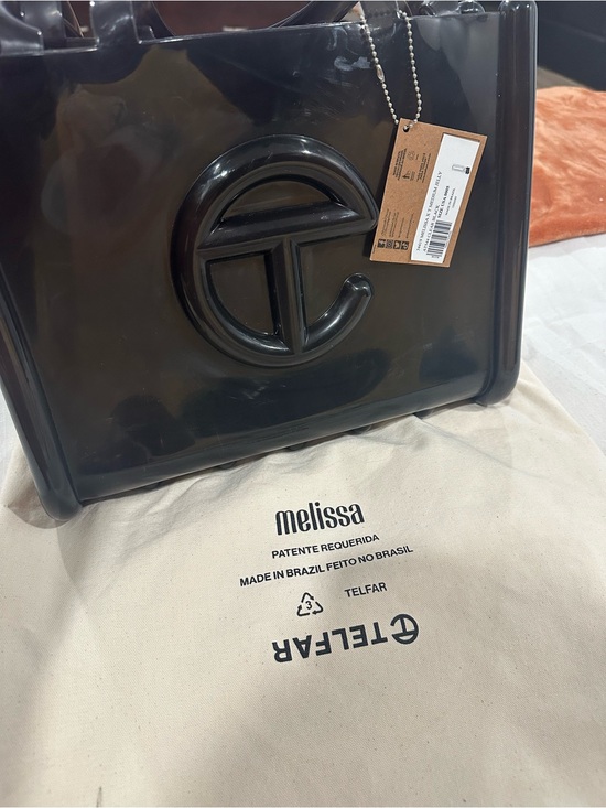 Melissa Handbags - Melissa Black Jelly Tote with Telfar Emblem